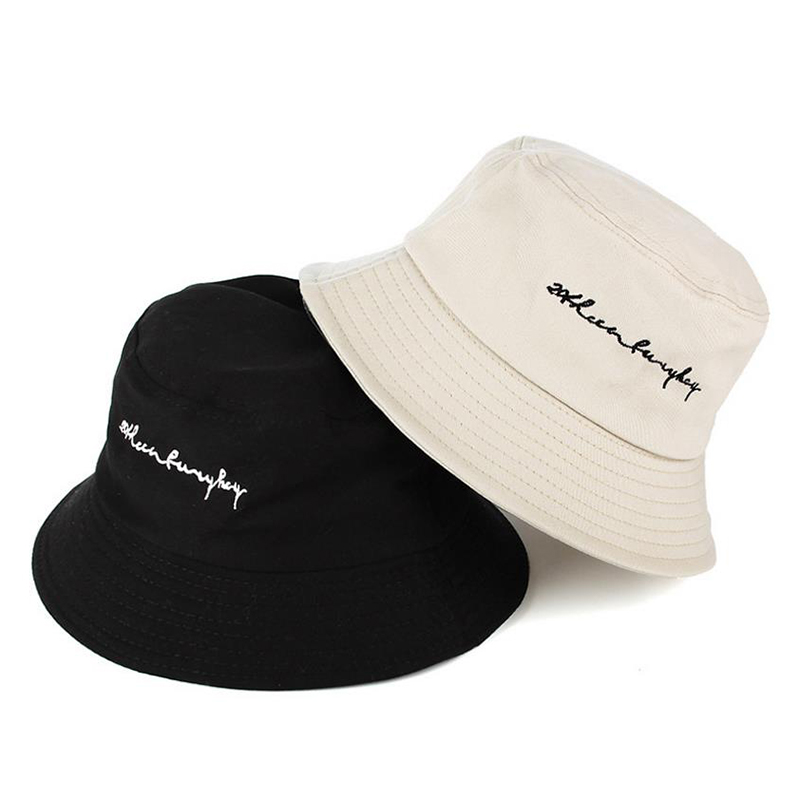 

Street Style Letters Print Bucket Hats Fisherman Hat Fashion Embroidery Cap Men Women Ladies Summer Sun Hat, Black