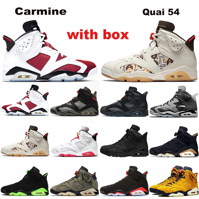 

2021 Carmine Men Basketball Shoes 6s Quai 54 Hare Electric Green DMP Black Infrared Jumpman 6 Mens Trainers Sports Sneakers Size 40-47, 1 2021 carmine 40-47