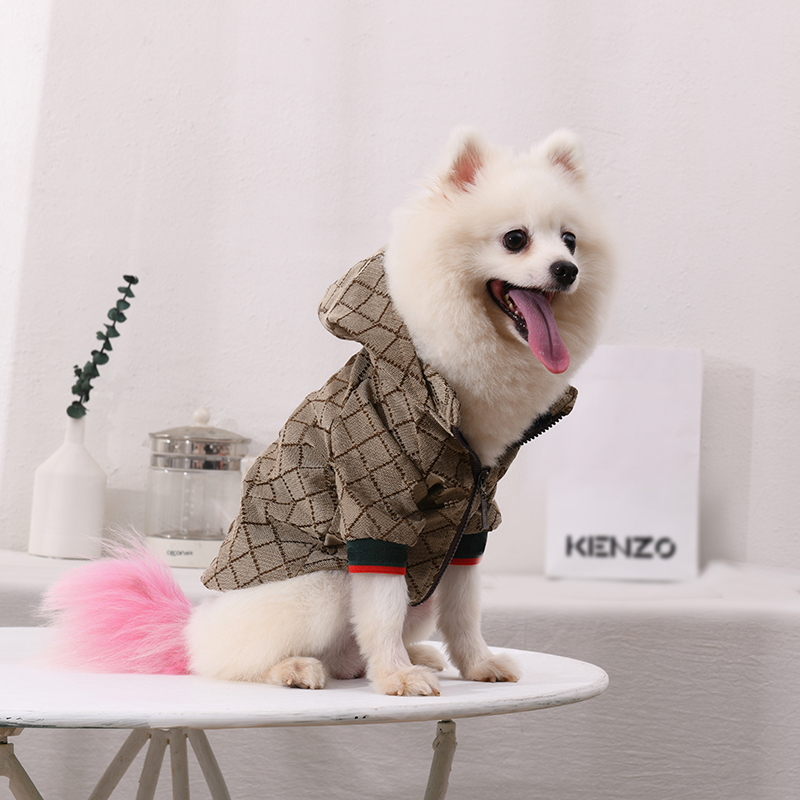 

2021 Pet Jacket uxury Dog Cothes Schnauzer Pomeranian French Budog Pet pies Designer Dog Jacket, Coffee