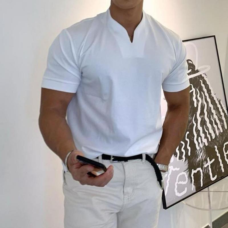 

Men's T-Shirts 80% Men Shorts V Neck Breathable Cotton Blend Sport Gym Tops For Daily Life, Black