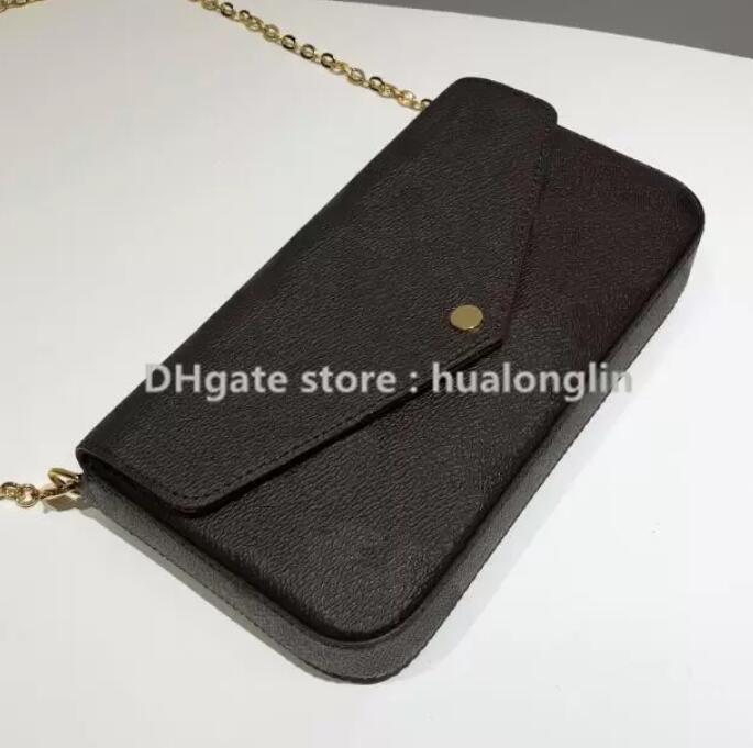 

High Quality Women Wallet Shoulder Bag purse lady handbag original box clutch with serial number date code fashion, Flower-dark red