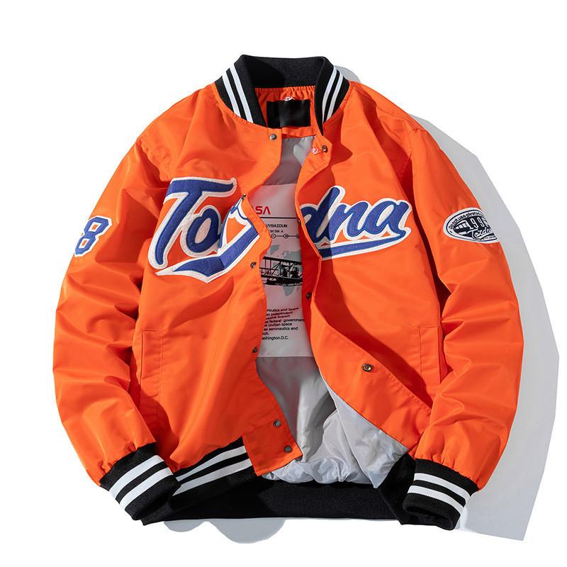 

Men' Spring Hi Street Hip Hop Baseball Jacket With Embroidery Fashion Streetwear Letterman Outerwear Jackets, Black