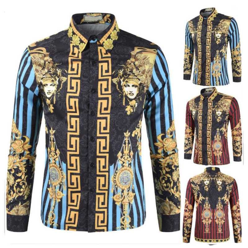 

Men's Flowers Printed Shirt Long Sleeve Casual Outwear Daily Slim Fit Baroque Party Portrait Printing Prom Formal Shirts XN, Character protraits