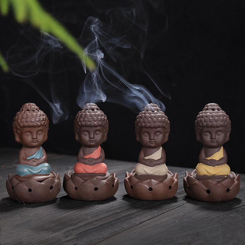 

Little Monk Thurible Decorative Gifts Ceramic Purple Sand Buddha Incense Burner For Home Decor Arts And Crafts