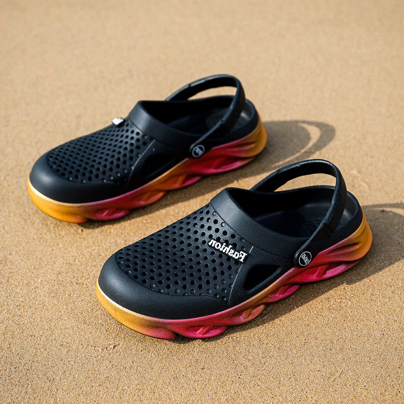 

Top Selling Men Women Trainer Sports Size Cross-border Summer Slippers Thick-soled Beach Shoes Couple Hole Shoe Outdoor Baotou Sandals Code:25LL-7790, 52655