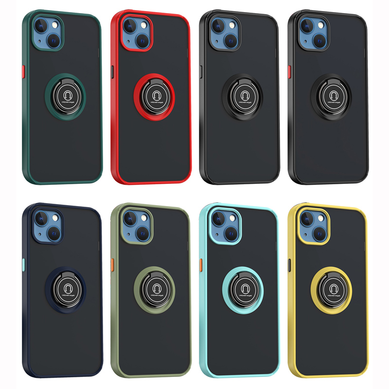 

Matte Armor Finger Ring Bracket Cases Hard PC Clear Shockproof For iPhone 13 12 11 Pro Max XR XS X 8 7 Plus SE2 Samsung S20 FE S21 Ultra A12 A22 A32 A42 A52 A72 A21S A51 A71, 20pcs/color/model