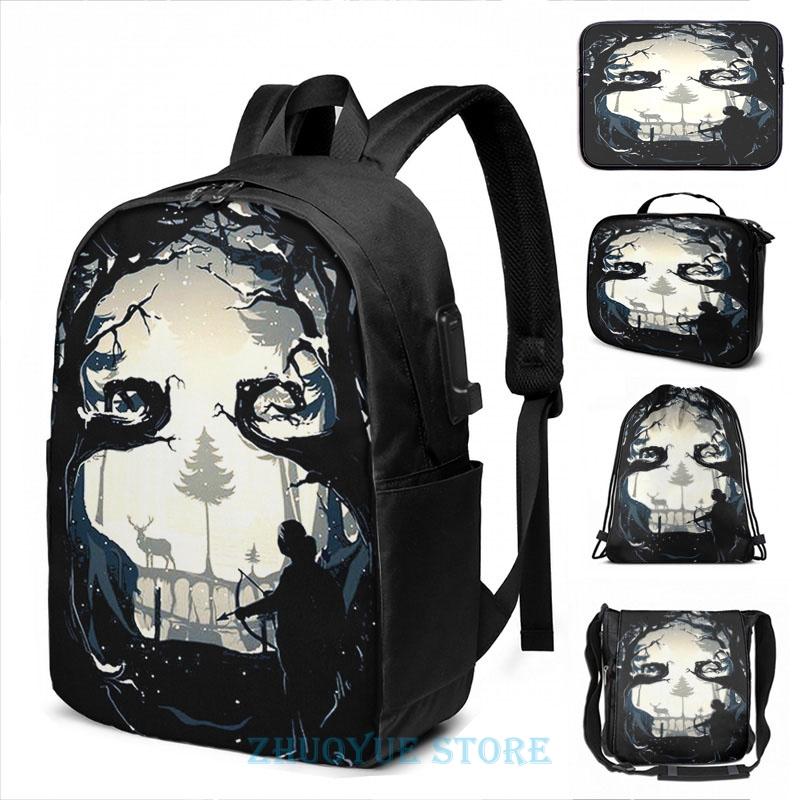 

Backpack Funny Graphic Print The Last Of Us Skull Tree USB Charge Men School Bags Women Cosmetic Bag Travel Laptop, Drawstring bag