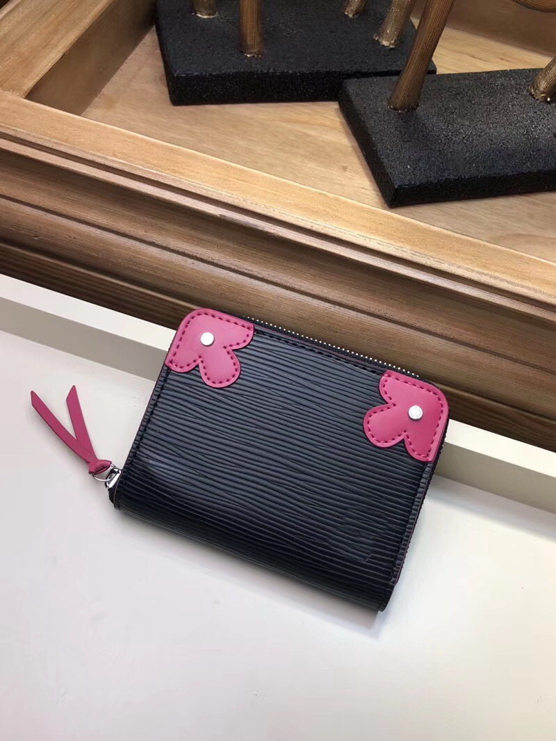 

New hot sell fashion style woman coin purse designer genuine leather lady mini wallet for coin with dust bag box coin purse, Red;black