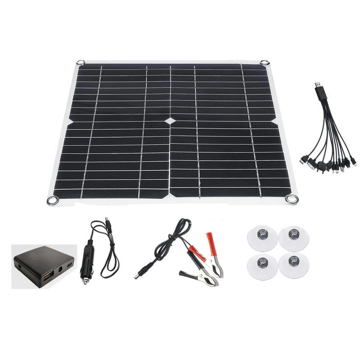80W 12V Monocrystalline Solar Panel Charge Controller W/ Dual USB for Camping - 10A-image-688409624