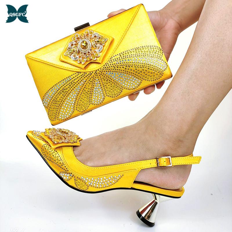 

Dress Shoes Yellow Color Italian Design And Bags To Match Set Nigerian Matching Bag African Wedding, Black