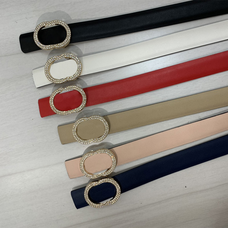 

Leather Womens Belt Designer Belts Girdle Waistband Classic Diamonds Brand Fashion Golden Letter G Buckle Luxury Width 2.5cm Habbly