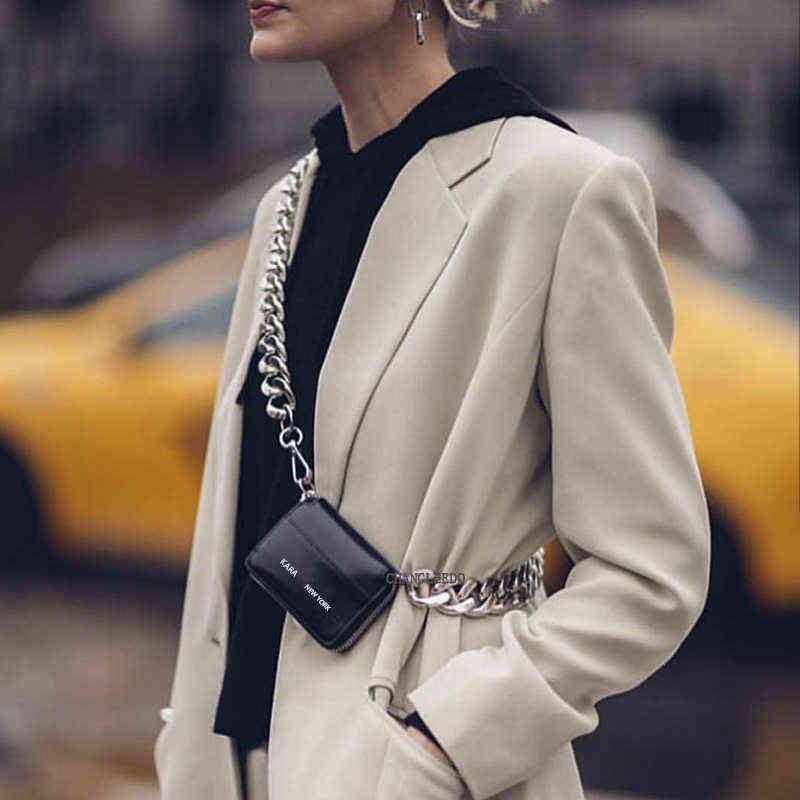 

Luxury Women Totes ins hot style thick metal chain shoulder bag bike wallet mini bag coin purse Fashion chest pack Strap Clutch H1229, Big gold