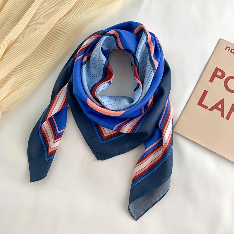 

Scarves Silk Scarf Print Design Large Hijab Lady Neck Headkerchief Fashion Shawl And Wraps For Women Bandana Foulard Summer, Blue;gray