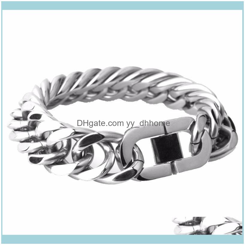 

Link, Bracelets Jewelrylink, Chain 13/16/19/22Mm Cool Strong Stainless Steel Sier Color Polished Cuban Curb Mens Unisexs Bracelet Bangle Des