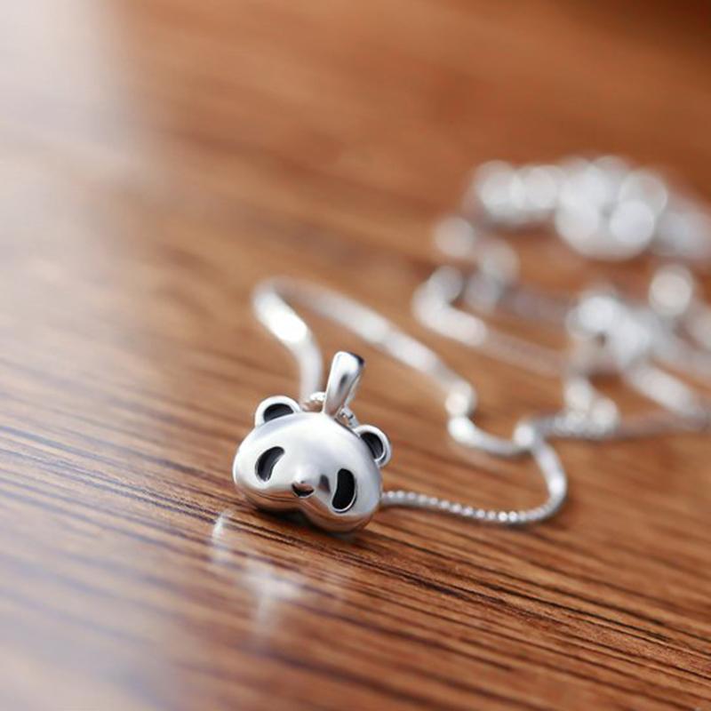 

Pendant Necklaces Real S925 Sterling Lovely Panda Necklace Women Girls Fashion Charming Cute Jewelry (SN008), Silver