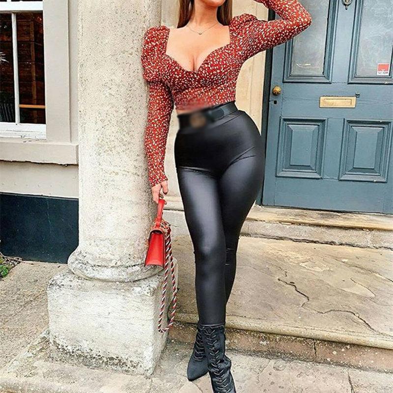 

Women' Leggings NORMOV Women High Wasit PU Slim Push Up Elastic Black Leather Legging Female Sexy Matte Jeggings Leggins Woman