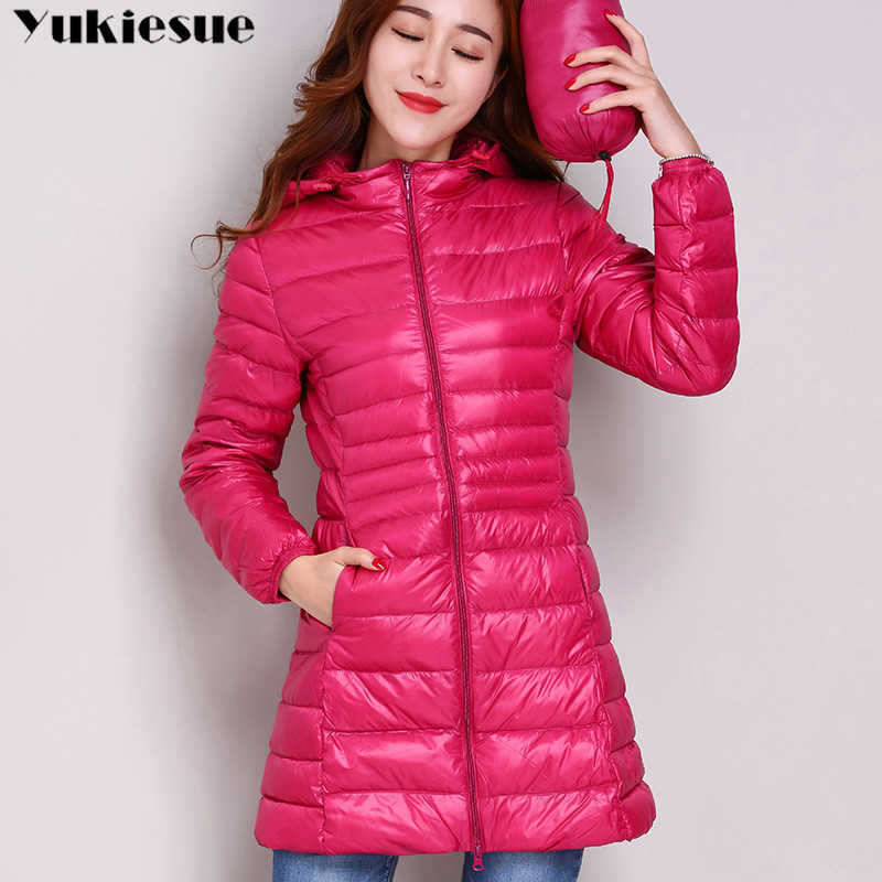 

winter women coat utralight 90% white duck down womens jackets ultra thin Women' jacket female outwear plus size 6xl Parkas 210608, Wine red