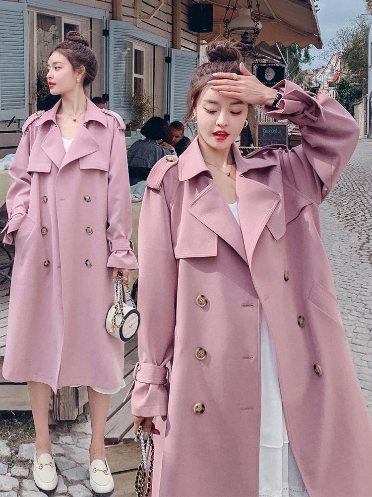 

Women's Trench Coats This Year's Windbreaker Mid-length 2021 Spring And Autumn Korean Double-breasted Jacket Women, Army green