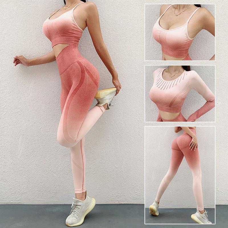 

Seamless Gym Yoga Set Fitness Suit Clothing Sports Bra Wear Workout Clothes Women' Jogging For Women Outfit, Three piece set