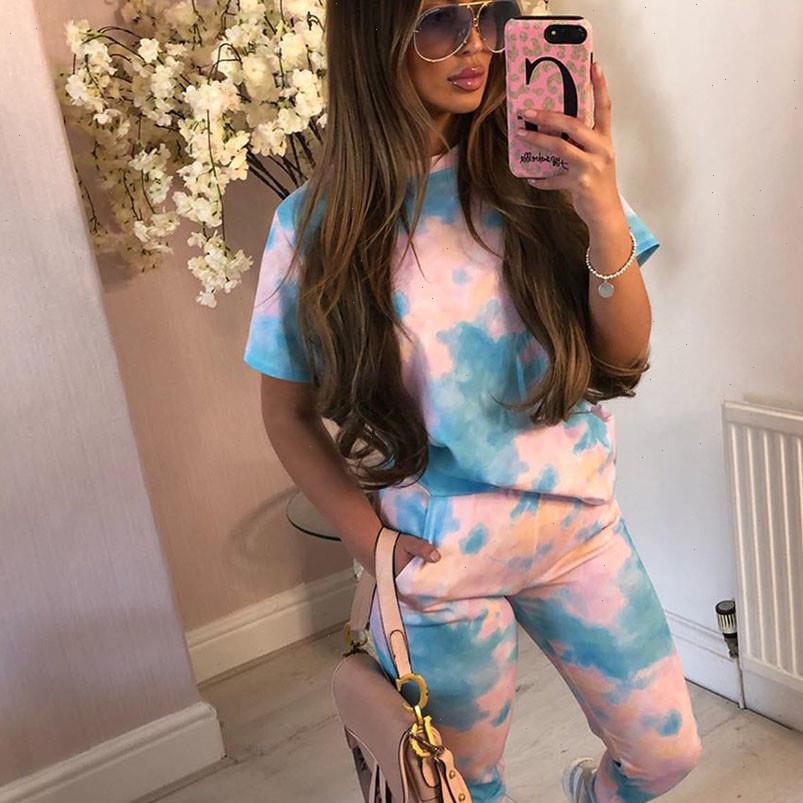 

womens tracksuits women set summer tie dye print pants tracksuit clothing casual sporty lounge wear matching sets jogging femme, Gray