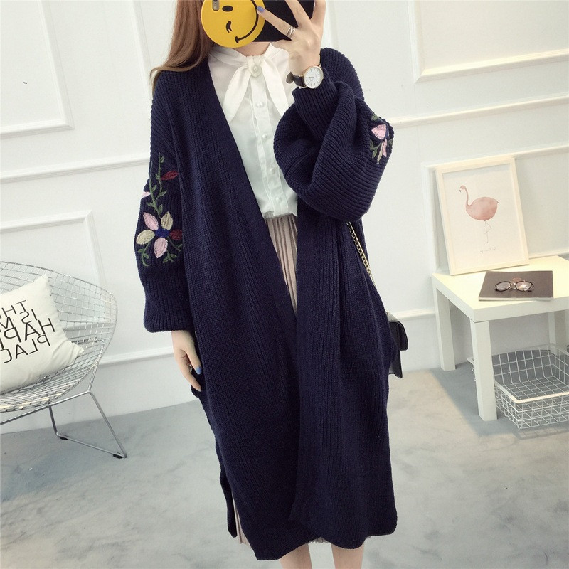 

Women's Sweaters Autumn casual women's fashions oversize embroidered shirts long cardigan blushes chic manga lanterns crocheted jackets 13FB, 1# shoe box