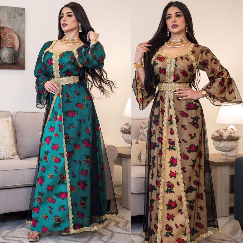 

2021muslim fashion dubai abayas for women double-sided patchwork color caftan marocain abaya maxi dresses woman summer dress 2021, Red