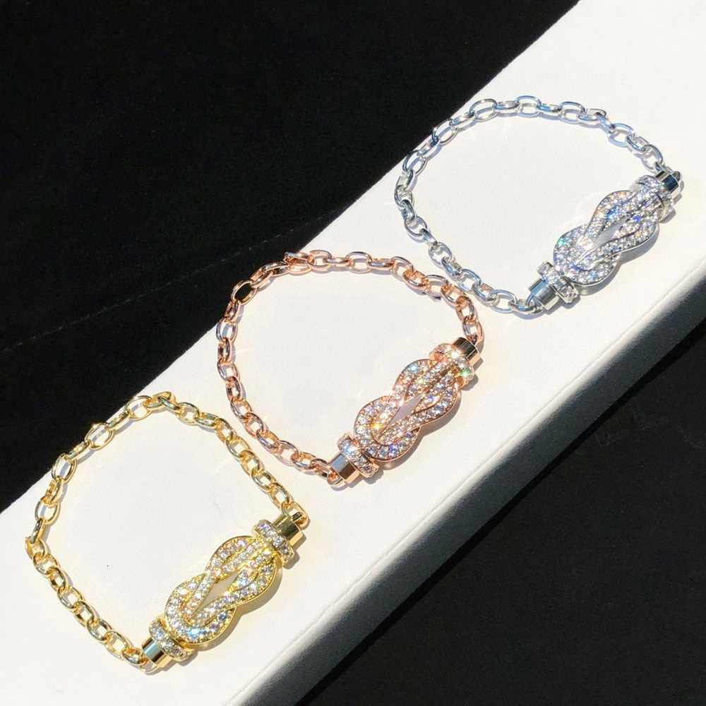 Bangles Bracelet f Family Horseshoe Buckle 925 Sterling Silver Plated 18k Gold Diamond Inlaid 8-shaped Full-image-728497004