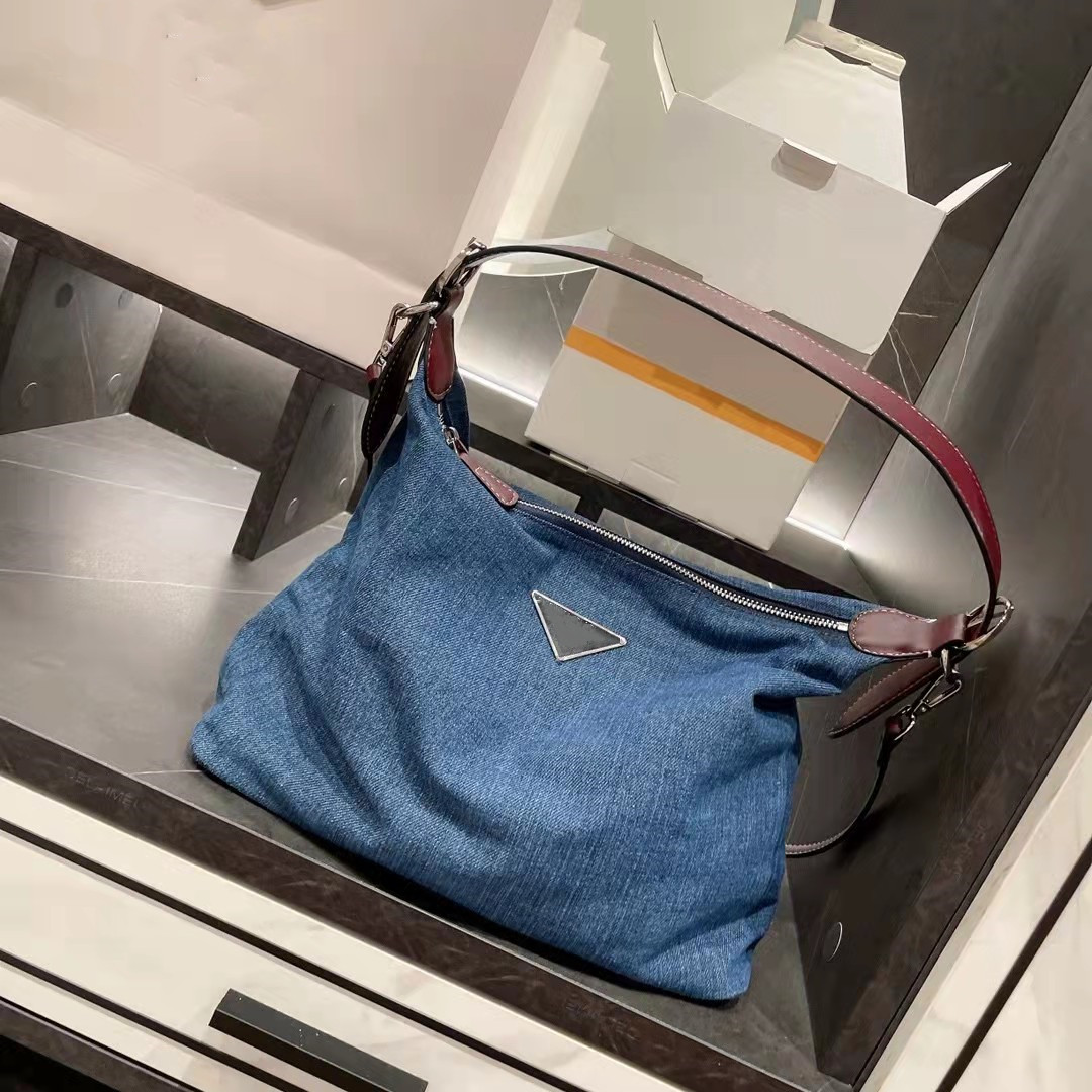 

2021 high quality designer shoulder bag women's waterproof cloth black denim blue bag