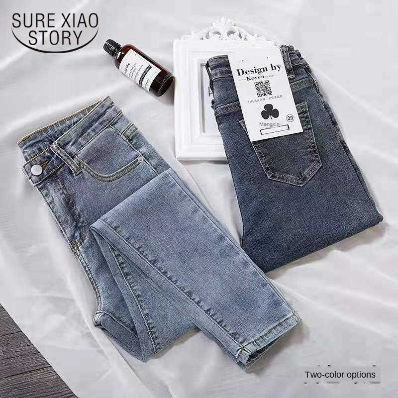 

Vintage High Waist Jeans Skinny Pencil Pants for Woman Blue Autumn Jean Female Woman Denim Trousers Boyfriend Style 10837 210527, Light blue