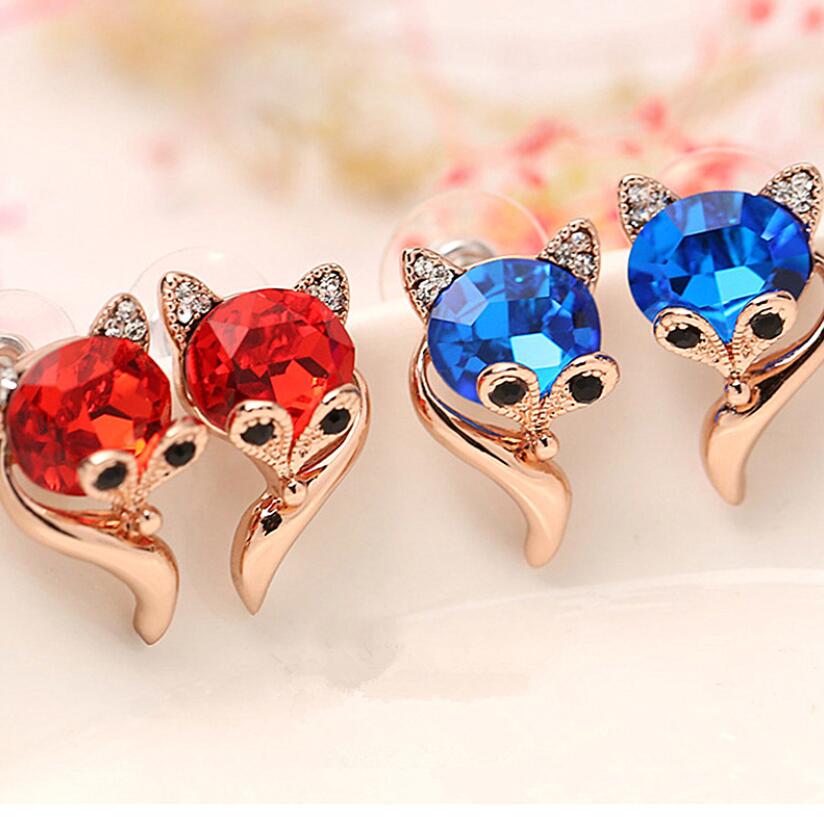 

Fashion Women Fox Faux crystal Rhinestone Ear Studs Party Club Earrings Gift