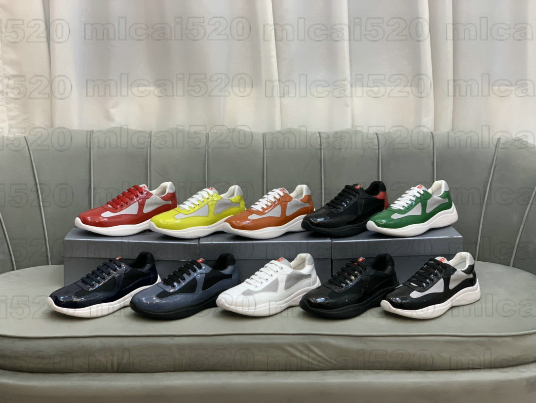 

America'S Cup Bike Fabric Sneakers Patent Leather Designer Shoe Luxurys Flat Trainers Black Mesh Lace-up Men Casual Shoes, Others