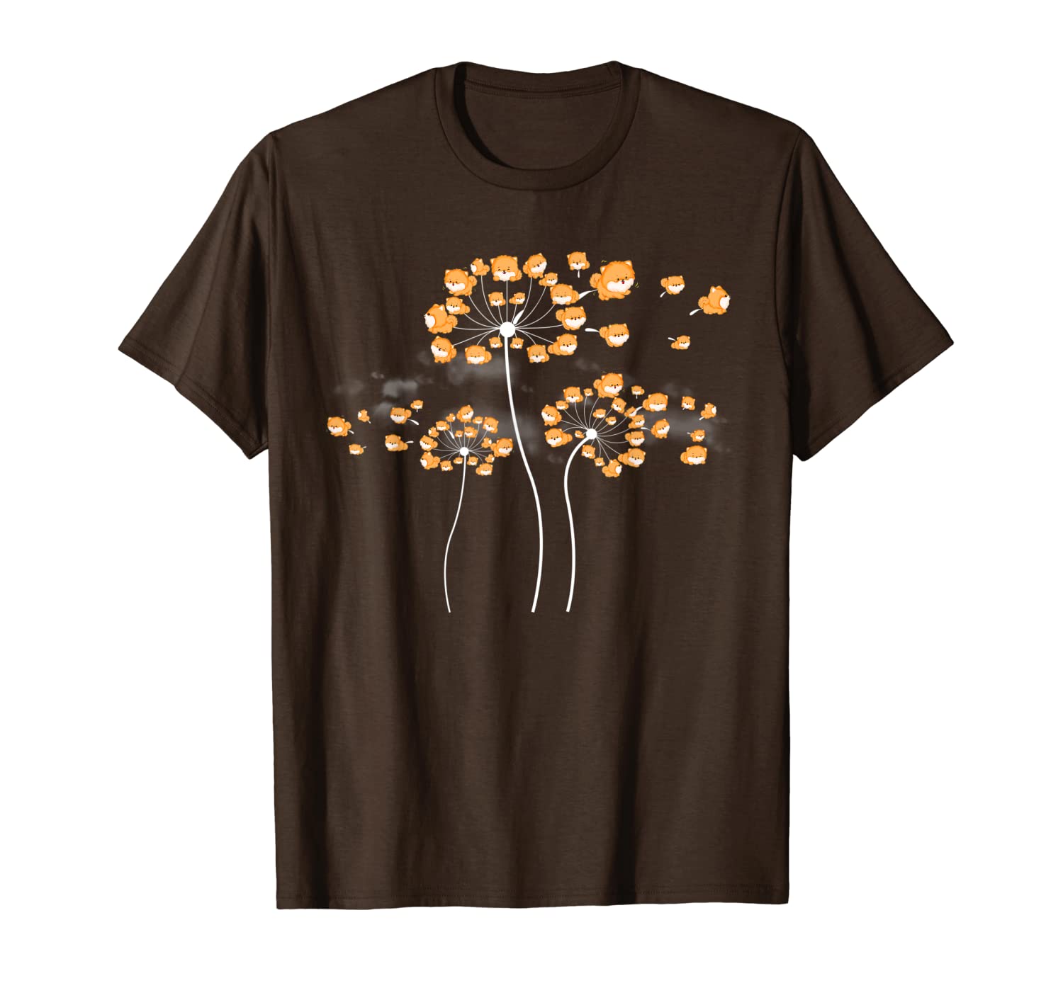 

pomeranian flower fly dandelion dog pomeranian floral t-shirt, White;black
