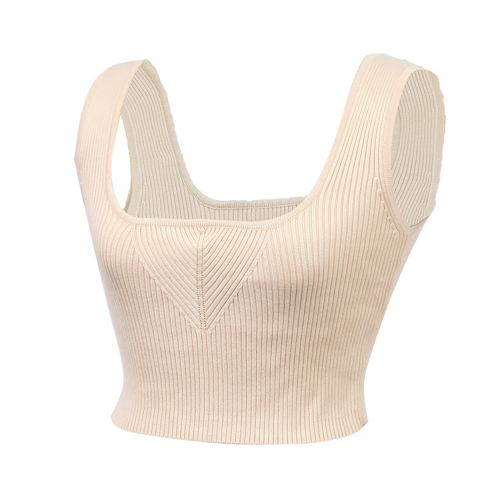 

Sling Woman Vest Short Women'S Tanks Slim Sexy Knitted Fabric Can Be Worn Outside Bouncy Casual Wear Apricot, White