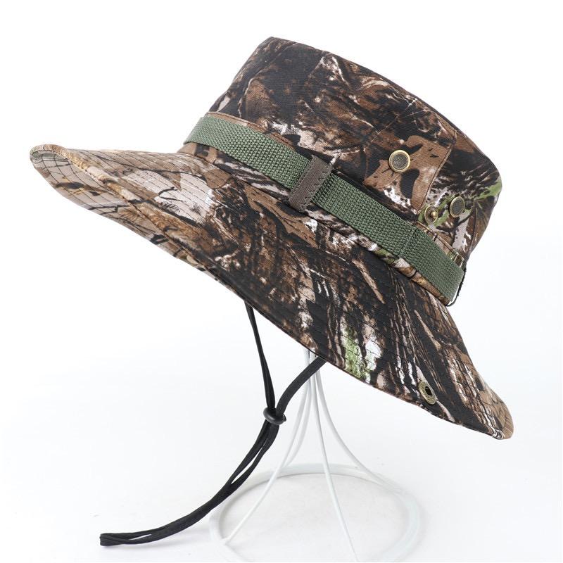 

Wide Brim Hats Mens Foldable String Boonie Hat Bucket Fishing Hunting Camping Adventure Tactical CamoFlage Cap Breathable UV Protection