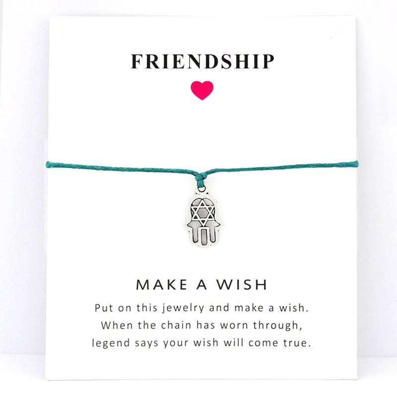 Charm Bracelets Hamsa Hand Card Lucky Thread String Women Men Unisex Fashion Handmade Jewelry Christmas Gift Drop-image-711353875