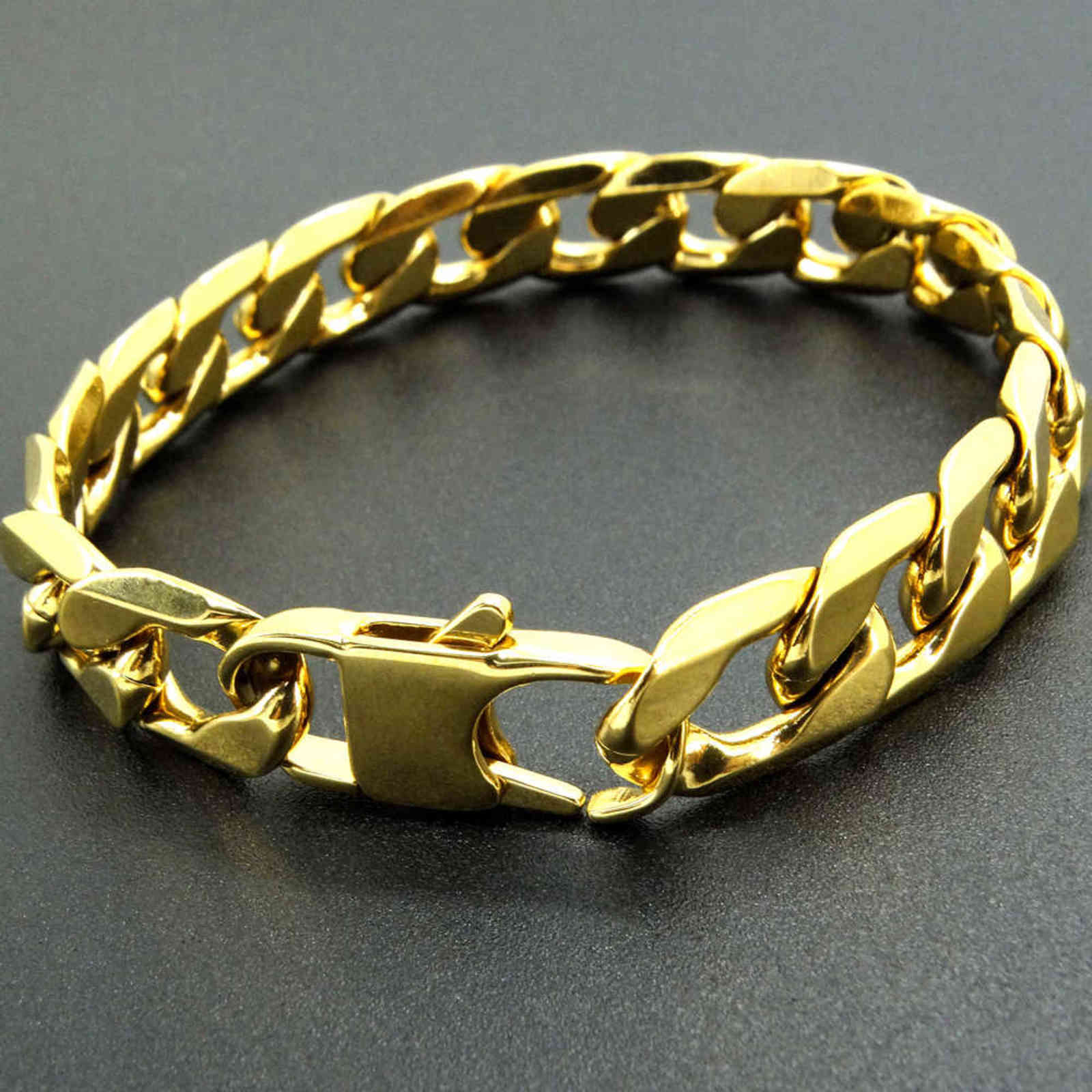 

100% Stainless Steel Bracelet 6/8/12 Mm 8 Inches Curb Cuban Chain Gold Color Bracelets for Men Women Factory Offer