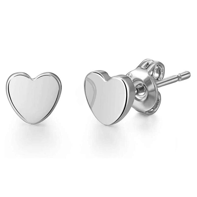 

Minimalist Vintage Wedding Earrings Cute Female Small Heart Stud 100% Real 925 Sterling Silver Gold For Women