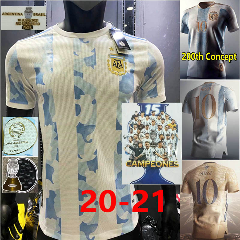 

Copa America finals 2021 ARGENTINA soccer jersey Fans Player Version DI MARIA Maradona Messi KUN AGUERO maillot 200th CONCEPT Lo Celso MONTIEL DE PAUL football shirt, 2020 commemorate