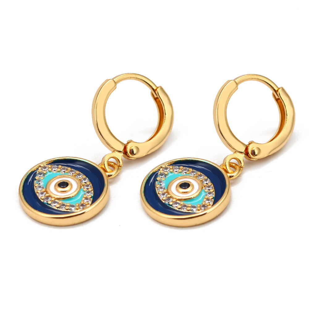 

S2231B Fashion Jewelry Evil Eye Hoop Dangle Earrings Blue Eyes Earring