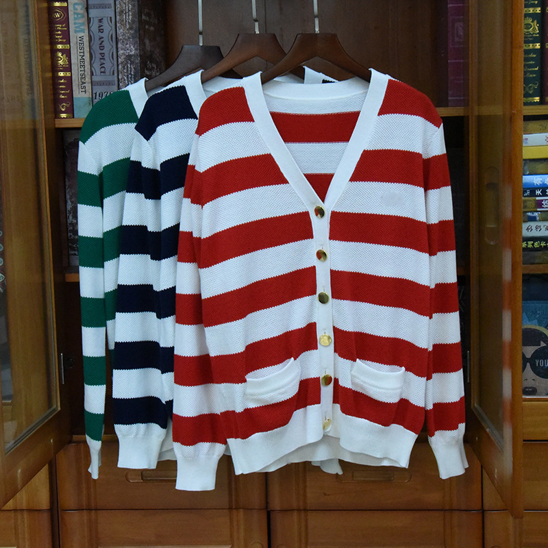 

Women's Sweaters 2021 Autumn of high quality women 100% cotton with cleavage v listra Korean style cardigans loose woman's knitted or crocheted jacket c311, Red.