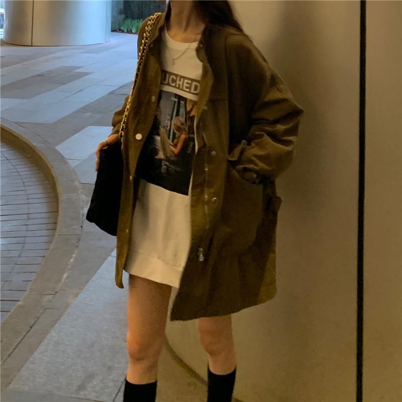 

women's jackets women jackets basic zipper long sleeve oversize solid cargo harajuku chic ulzzang casual all-match fashion ins outwear, Black;brown