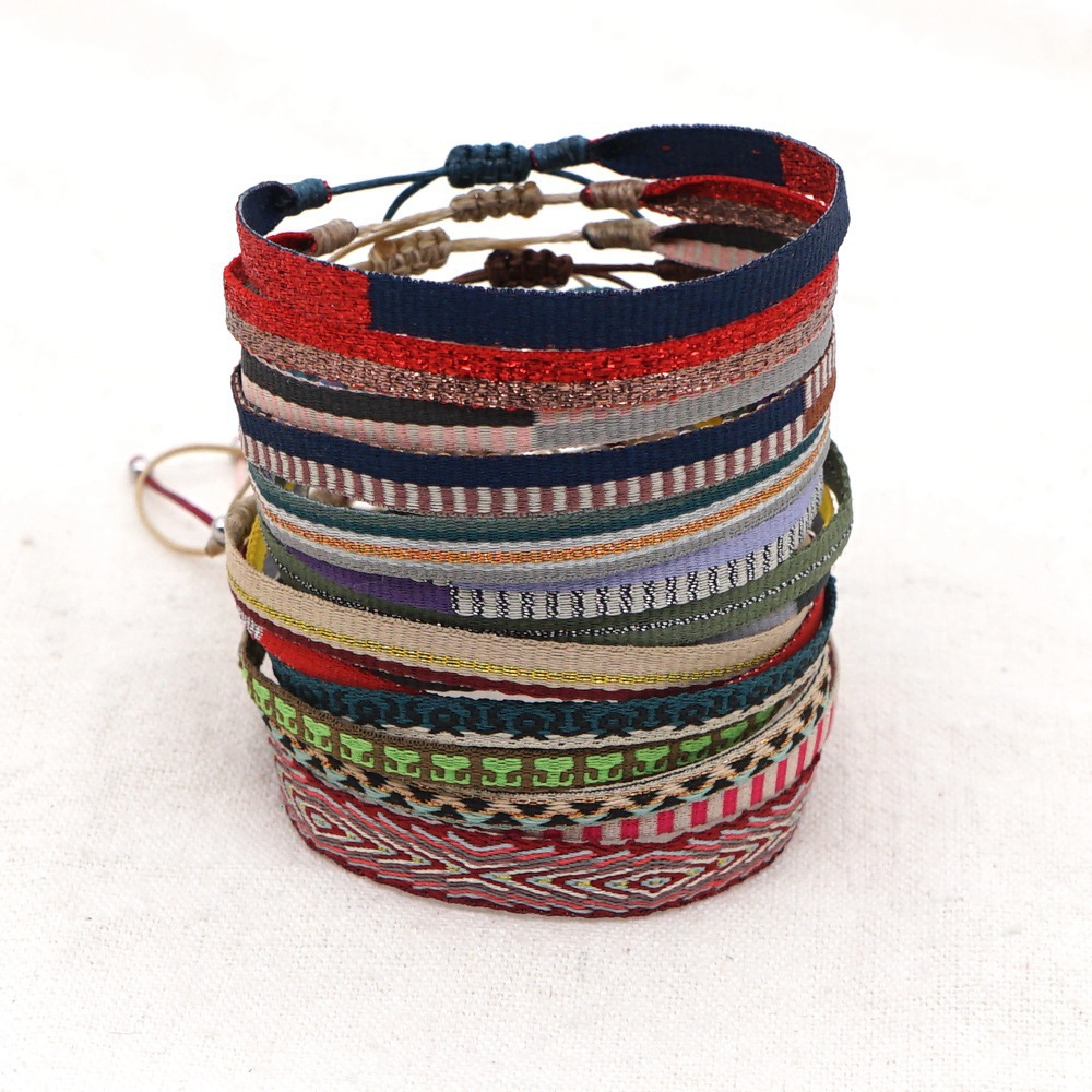 

Kimter Vintage Braided Pattern Bracelet Adjustable Rope Handmade Weave Cotton Wristband Bracelets Women Boho Jewelry B36A