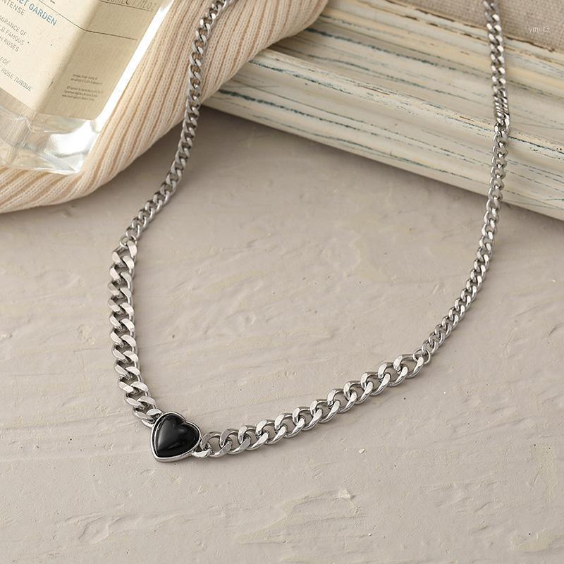

Chains Hip Hop Black Peach Heart Choker Unisex Punk Silver Color Thick Chain Necklaces Gold Cuban Link Neck Collars Jewelry