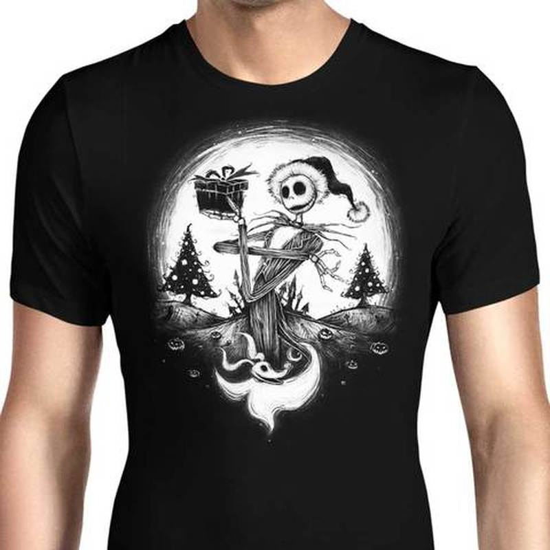 

European style skull and gift pattern ins wind round neck short-sleeved T-shirt for men and women, comfortable and loose, White;black