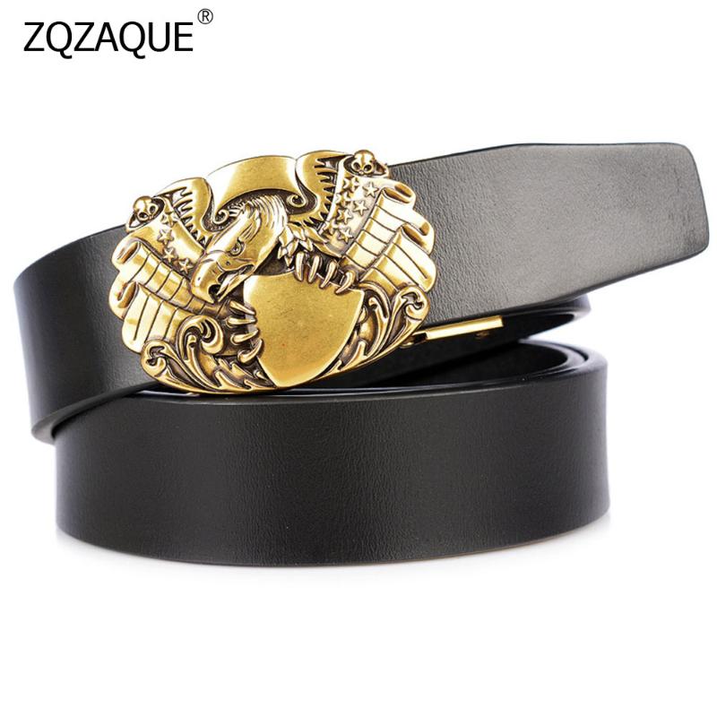 

Character Auto Buckle Belts For Men 100% Genuine Leather Girdles Cool Eagle Male's Jeans Waistbands YJ08, Black;brown