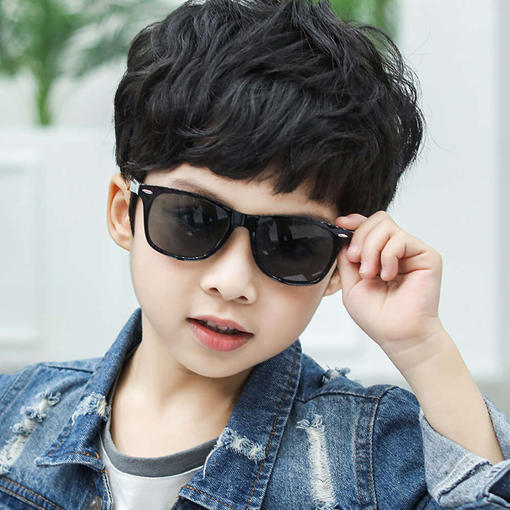 

sunglasses 2020 Kids Sound Nozzle Square Girls Cool Colorful Coating Lens sunglasses Children Fashion Mirror Eyewear UV400 Gafas, Black