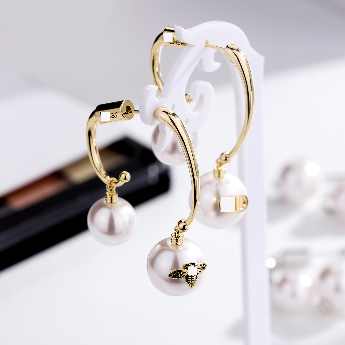 

Earrings Bee Asymmetric Female 925 Silver Needle Temperament D Home, Golden