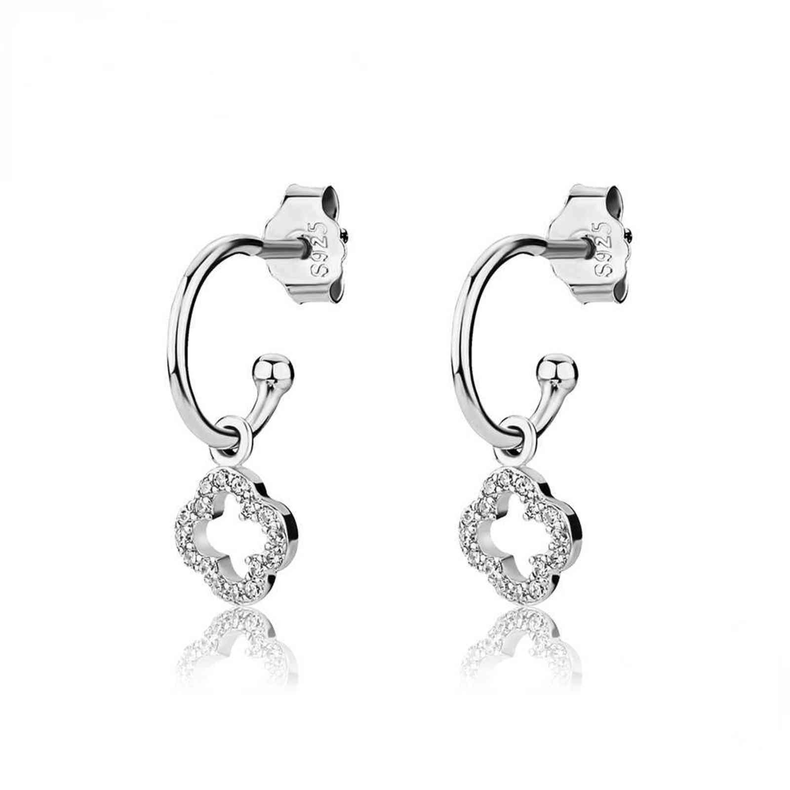 Lingxia 925 Sterling Silver Earrings Four Leaf Clover Eardrop Womens Classic Fine Emo Jewelry Fairy Grunge Korean Fashion-image-746634604