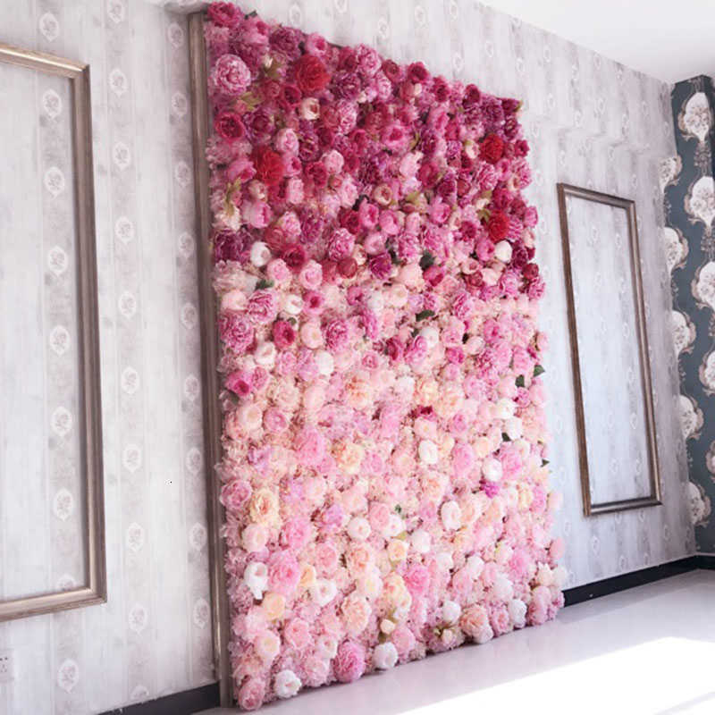 

Artificial flower wall 62*42cm rose hydrangea flower background wedding flowers home party Wedding decoration accessories T191123