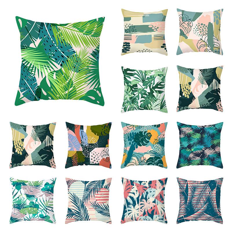 

Cushion/Decorative Pillow Summer Cushion Cover45X45Green Plant Leafs Decorative Cover Abstract Pillowcase Polyester Sofa Home Decor, 026
